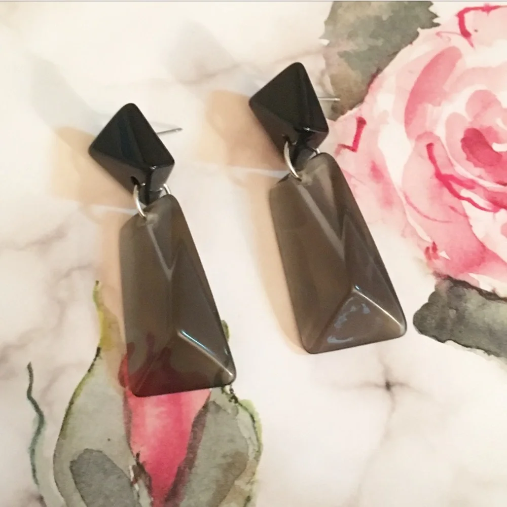 Black Semi-Translucent Dangling Earrings